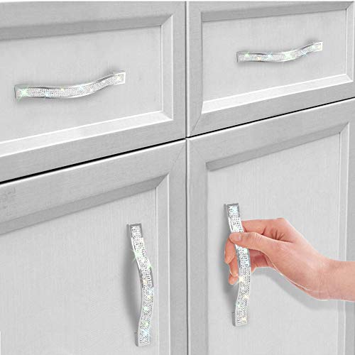 Otostar 6 Pack Drawer Cabinet Pulls With Screws Bling Crystal Door Knobs Pulls For Dresser Wardrobe Kitchen Cupboard Bedroom Bathroom Furniture Pull Handles (140Mm, White) #TOP3