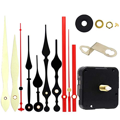 TIKROUND 12888 Quartz DIY Wall Clock Movement Mechanism Repair Parts Replacement Kit Sweep Silent Movement,13mm (1/2 Inch) Maximum Dial Thickness, 23mm (29/32 Inch) Total Shaft Length.(Red Hand)