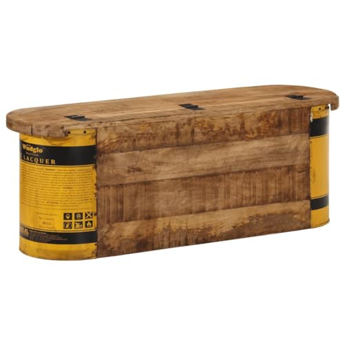 Banco de almacenamiento de madera maciza 120cm rústico para pasillo 4