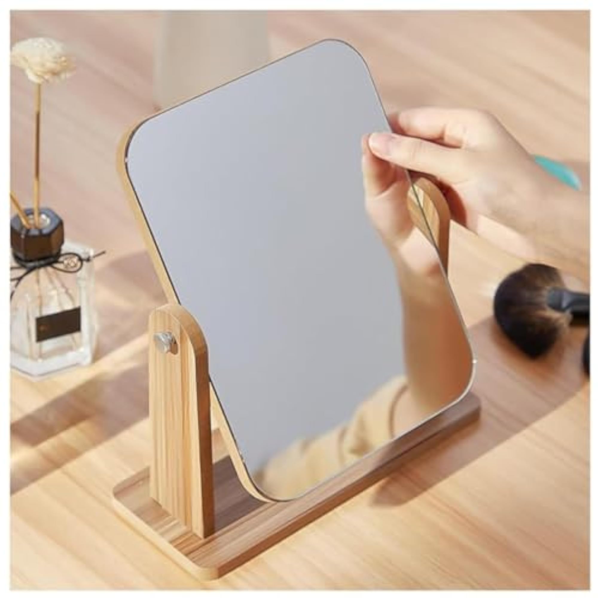 Portable Rectangular Makeup Mirror with Stand