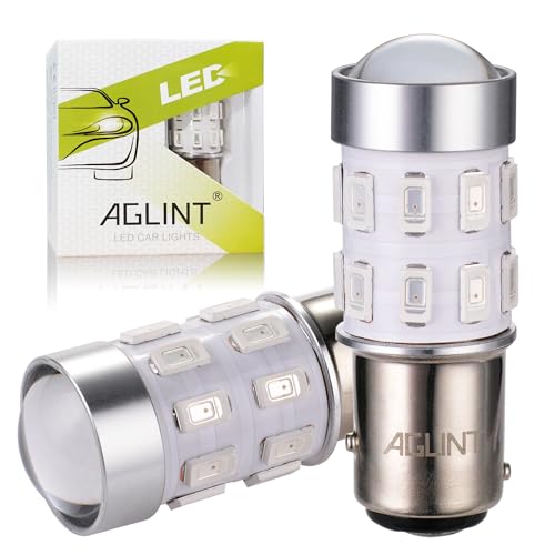 AGLITN Bombilla P21 5W LED Rojo BAY15D 1157 12V 24V Superbrillante para Automóvil Coche Luz de Freno Posición Posición Trasera Antiniebla Luces Diurnas 2 Piezas