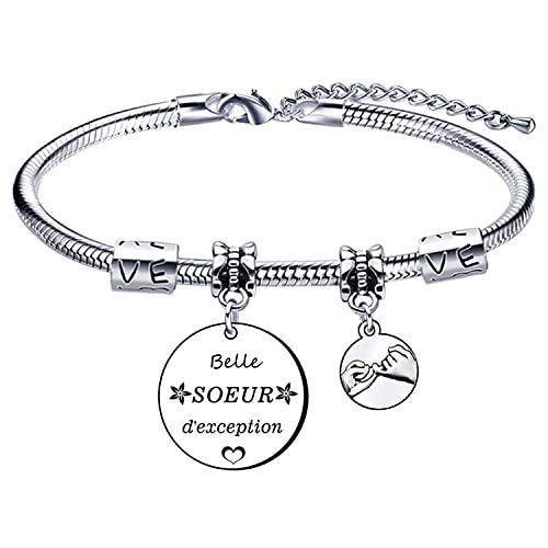 LKJHGF Bracelet Femme, Cadeau Exceptionnel de Soeur pour Anniversaire ou Noël, Graduation - Bracelet de Charme Belle Sœur
