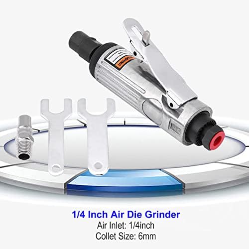3mm/6mm Pneumatic Air Die Grinder, Straight Air Die Grinder Ingersoll Rand Mini Air Die Grinder Kit Air Die Grinder Tool Grinding Kit Polishing Engraving Tool 90PSI