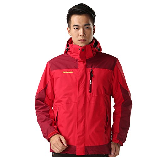 FLYGAGA Men's 3 in 1 Windproof Waterproof Breathable Hardshell Jacket Outdoor Sport Camping Hiking Climbing Jacket Coat (Medium, Red) - Image 2