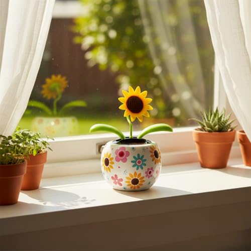 Sunflower Solar Dancing Solar Solar Dancing Flower,Solar Dancing Figurines, Solar Powered Dancing Figurines Powered Swinging Animated Dancer Car Decoration for Car Dashboard Desk Solar Power Kits - Image 8