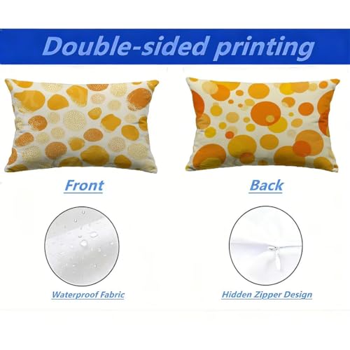 Housse de coussin de jardin imperméable orange 60x80 aspect lin