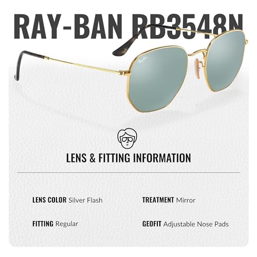 Image of Ray-Ban RB3548N HEXAGONAL FLAT LENSES Square-Round Shape Sunglasses for Men & Women with Official Eyewear Kit