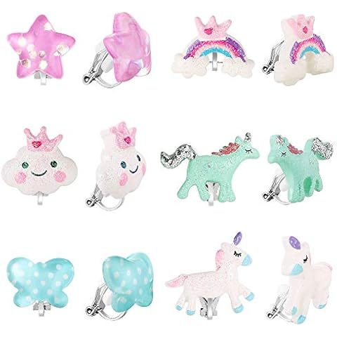 Pinkgarden Unicorn Rainbow Clip-On Earrings for Kids Cover