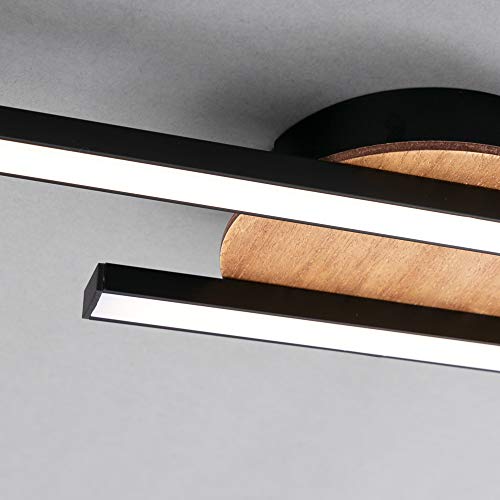 Briloner Plafoniera Led Go A 2 Luci Nero/Decorazione Legno Lineare - 4
