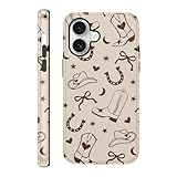 Vulfwela for iPhone 17 6.3'' Cowgirl Bow Western Phone Case, Chic Cowboy Boots Pattern Star Bowknot Aesthetic Case Fall Prevention Glossy Hybrid 2-Layer Hard Shell Phone Cover for Woman Girls