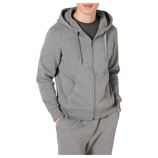 Amazon Essentials Sudadera de Forro Polar con Capucha y Cierre de Cremallera Completo (Disponible en Tallas Grandes y Largos Especiales) Hombre, Gris Claro Mezcla, M