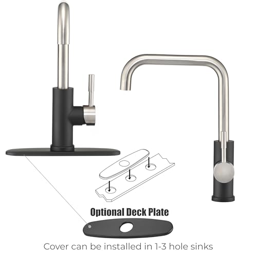 Image of Dura Faucet DF-MK533LK-MBSN RV Kitchen Faucet (Matte Black, Satin Nickel) | RV squared-arc single-handle kitchen faucet for campers and trailers. Matte Black and Satin Nickel finish.