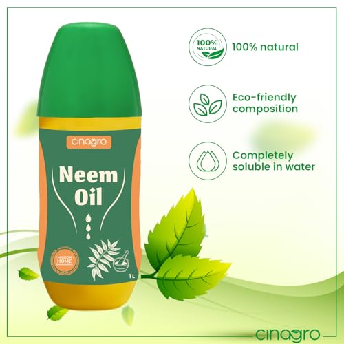Image of Cinagro Cold Pressed Neem Oil Concentrate (1 Litre, Makes 240 Litre Spray) Organic, Water-Soluble, Plant Protector, Removes Mealybugs, Fungus & Insect Control for All Plants, Indoor & Outdoor Use