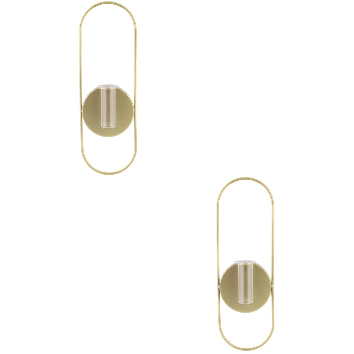 TOPPERFUN 2pcs Oval Wall Candlestick Holders for Home Decor Hanging Candle Sconce Gold Elegant Wall Art for Flower Arrangements and Candle Display for Indoor and Outdoor Use