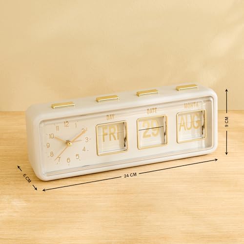 Image of Home Centre Casablanca Glimmer Table Clock with Day and Date - 24x6x9cm