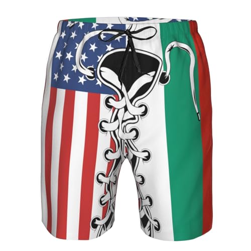 Traje De Baño Hombre Bandera De América Men's Swimming Shorts Forro De Malla Pantalones De Playa Cintura con Cordón Nadar Shorts para Piscinas, Vacaciones, Verano XL