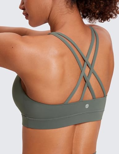 Image of CRZ YOGA Naked Feeling Strappy Sports Bras | Medium Support, Removable Pads, Yoga, Sleek, Scoop Neck, for Women