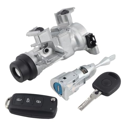 MISIOEK Ignition Switch Lock Cylinder w/Keys (48-Chip 433 Frequency) Compatible with 2003-2013 VW Jetta Golf Rabbit Tiguan Audi A3 TT,1K0905865 1K0905841 Cover