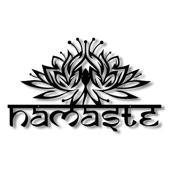 KIING Namaste Metal Wall Art, Lotus Flower Design, Black, Modern Spiritual Decor-image-36
