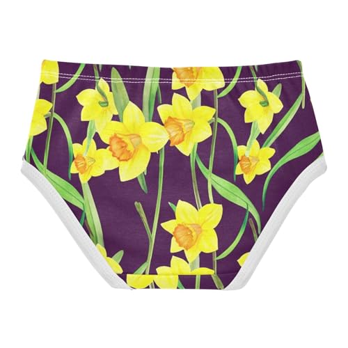 Toddler Underwear Custom 2t Cotton Little Girl Panties Flower Briefs Undies Kids Yellow Daffodil Flowers Dark2