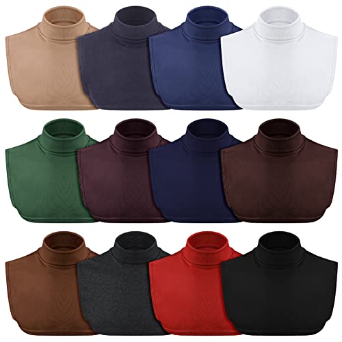 Sinmoe 12pcs Fake Turtleneck Dickey Detachable Collars Set Mock Turtleneck Half Top Mock Blouse Cotton Collar for Women Men (Stylish Colors)