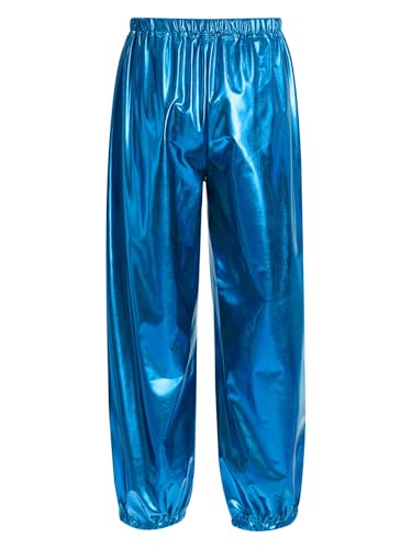 easyforever Kids Girls Shiny Metallic Gymnastics Leggings Workout Yoga Tights Trousers Hip Hop Street Dance Harem Pants2
