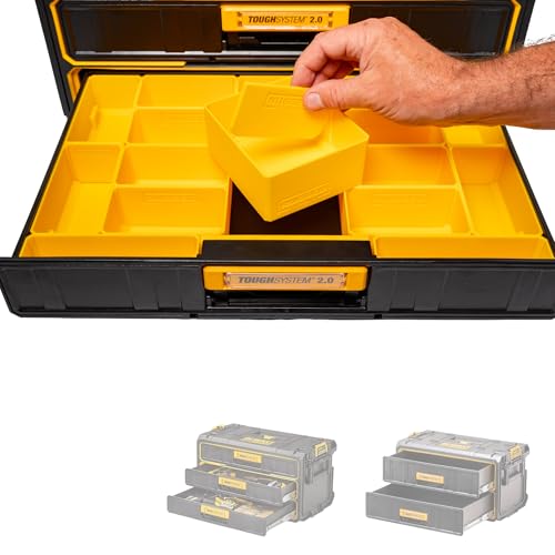Rugged tools STORAGE BINS compatible with Dewalt Toughsystem 2.0, 2 & 3 drawer toolboxes (Yellow)