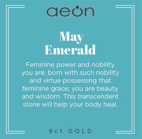 Aeon Birthstone Stud Earrings - May Green Emerald | 9ct Yellow Gold & Cubic Zirconia Diamond | Polishing Cloth Included - Image 5