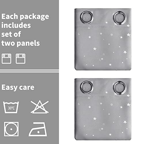 Image of BGment Short Curtains for Windows, Small Blackout Curtains 45 Inch for Bedroom, Star Room Darkening Curtains Thermal Insulated Grommet Drapes for Kids Room Nursery, 2 Panels (42 x 45 Inch, Light Grey)