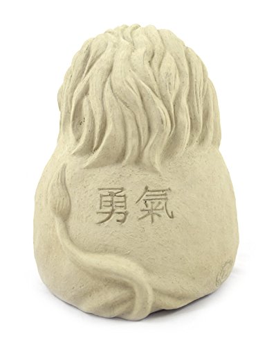 Modern Artisans Meditating Lion - Cast Stone Garden Sculpture : Large Size, Antique Beige Finish #TOP4