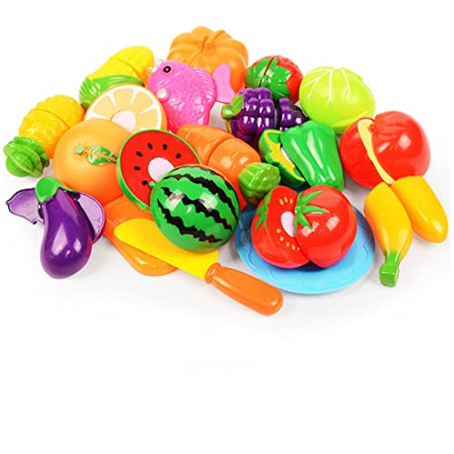 Food Cutting Toys for Kids Play Food 18PCS/Set Toy Food Bpa Free Fruits Vegetables Toy Play Kitchen Accessories for Girls Boys Gift Toy Food