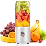 Mini Smoothie Maker, Standmixer, Blender elektrisch, 4-Blatt-Blatt mit schwarzer Titanbeschichtung, 400ml-Kunststoff Flasche, Mini-Mixer für Saft, Babynahrung, Reisen, BPA-Free