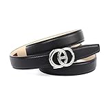  Anthoni Crown Ledergürtel Ceinture, Schwarz, 90 Femme