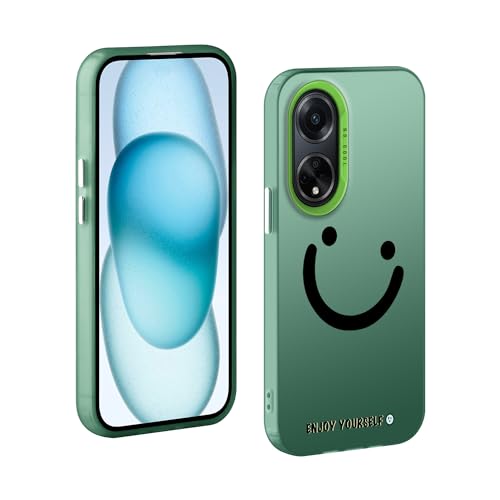 TAUYN Funda para OPPO A98 5G, Cara Sonriente Patrón Diseño Carcasa, PC Ultradelgado Anti-choques Protección Case, Verde