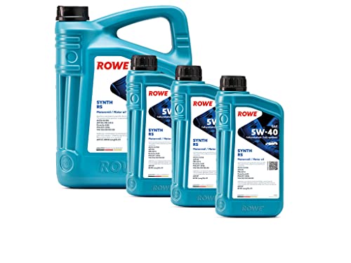 ROWE - 5 + 3x 1 Liter ROWE HIGHTEC SYNTH RS SAE 5W-40 Motorenöl - PKW Motoröl für moderne und sportliche Pkw-Otto- oder Dieselmotoren, mit und ohne Turboaufladung