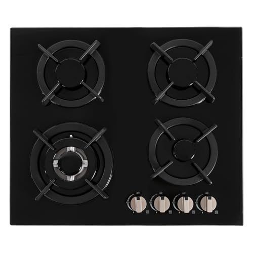 CUBELLIN 4-Burner Gas Cooktop Built-In Countertop Gas Stove Top NG/LPG Dual Fuel Electronic Ignition Stove with Tempered Glass for Home Kitchens, Restaurants