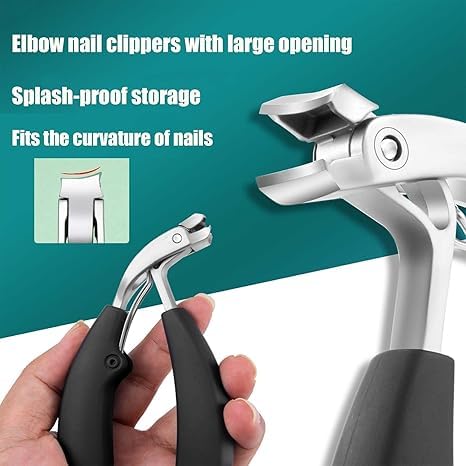 Dotmalls Angle Master Clipper,Clip Master Pro Nail Clippers,Easy to Grip Rubber Handle for Clippers,Slanted-Curved Blade Fingernail Clipper (Black+Silver)
