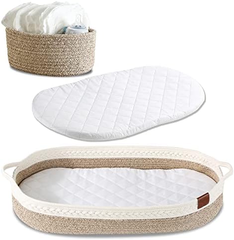 Baby Changing Basket - Diaper Changing Basket for Baby Dresser | Caddy Organizer Moses Basket for Babies | Changing Pad for Dresser | Changing Table Topper for Dresser | Baby Moses Basket