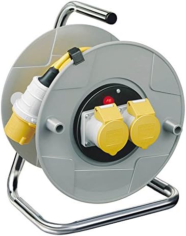 50 Metre 50m 110V Electrical Cable Extension Lead Reel Twin 16amp Socket Outputs