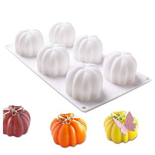 ANUNU Silicone Molds Baking for Mousse Cake, 3D Baking Molds Dessert Molds for Pastry Truffle Pudding Jelly Cheesecake Easter Day Gift, Halloween Pumpkin Shape, 6-Cavity