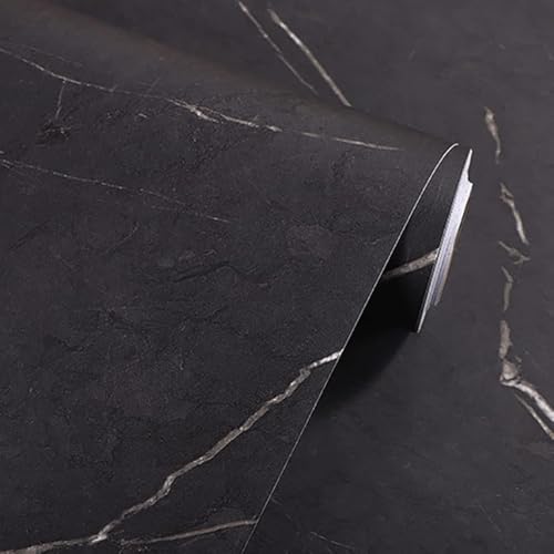 Image of GLUN Marble Wallpaper Furniture Sticker (45 x 100 cm) Kitchen Counter, Cabinet Makeover, Almirah, Plastic & Wooden Tabletop, Wardrobe, PVC DIY Self Adhesive, Beige Decorative Wallpaper (Black, 2)