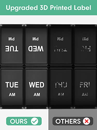 Large AM PM Pill Box Weekly, Annwer 7 Day Pill Organizer 2 Times a Day One Week Pill Cases for Pills Vitamin Fish Oil Supplements - Thumbnail 6