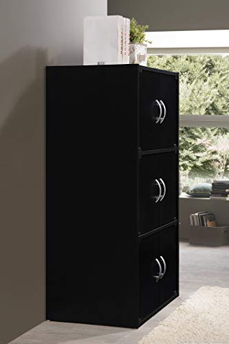 Hodedah 6 Door Bookcase cabinet, Black - Thumbnail 2