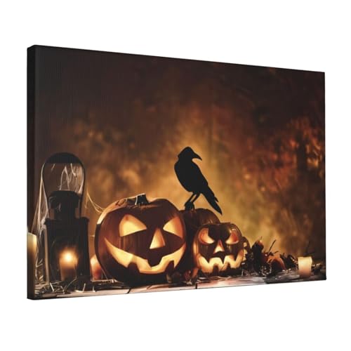Toile citrouille d'Halloween peinture murale moderne sans cadre 30x45cm