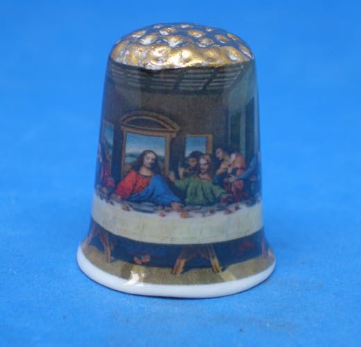 Dé à coudre de collection en porcelaine avec boîte de présentation en forme de dôme