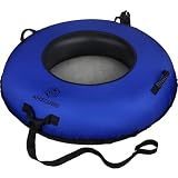 AMZCUBE Heavy Duty River Tube for Floating, 44' River Float for Adults with Upgraded Handles and Drink Holder, Abrasion Proof 600D Canvas Cover Outdoor Inflatable Water Tube with Towable Strap (Blue)