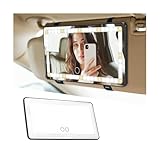 KHGUZ LED Car Sun Visor Vanity Mirror, Dimmable Rechargeable Vehicle Touch Screen Cosmetic Mirror with 3 Light Modes & 60LEDs, Auto Interior Rear View Makeup Accessories, Universal Fit (Black)
