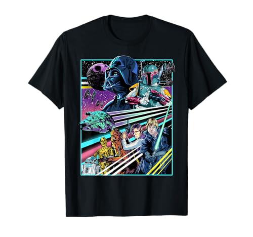 T-shirt Star Wars noir imprimé affiche de film rétro pour fan de pop culture