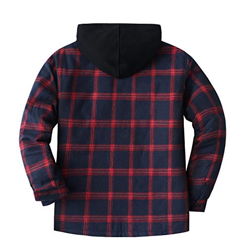 Image of ZENTHACE Men's Quilted Lined Hooded Plaid Jacket,Zipper & Snap Closure
