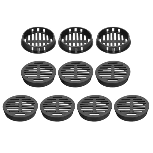 QUARKZMAN 10pz 50mm/2 Pollici Prese d'Aria Griglie Soffitto Circolari Intradosso, Copertura Sfiato Intradosso in Plastica Neroper Bagno Casa Ufficio Cucina Armadio Guardaroba
